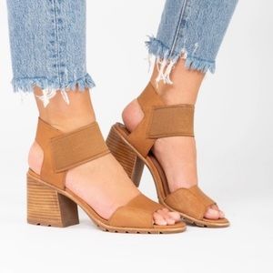 Sorel Tan Block Heel Sandals